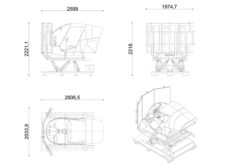R22 Helicopter Flight Simulator Dimensional Drawing