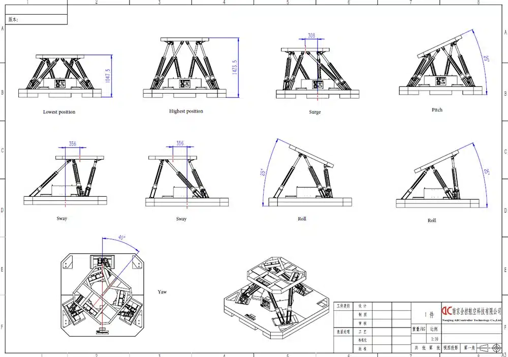 6DOF motion platform (1000KG)​ Scheme drawings